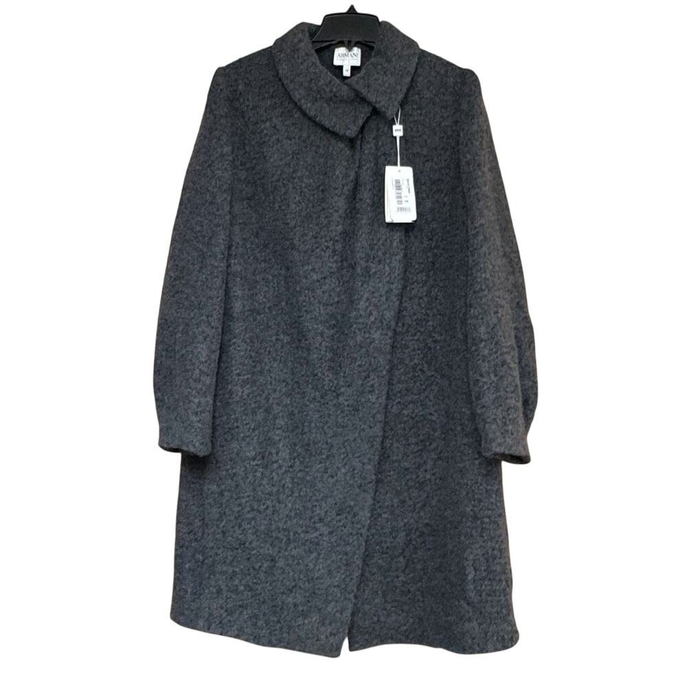 NEW Armani Collezioni Womens 14 Gray Swing Jacket Coat Wool Alpaca NWT $1925